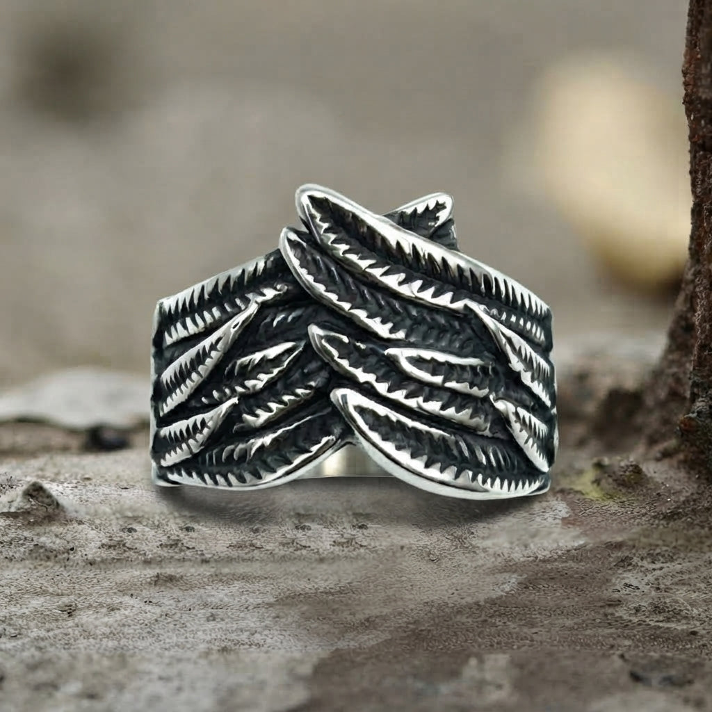 Dark Feather Wrap Statement Ring