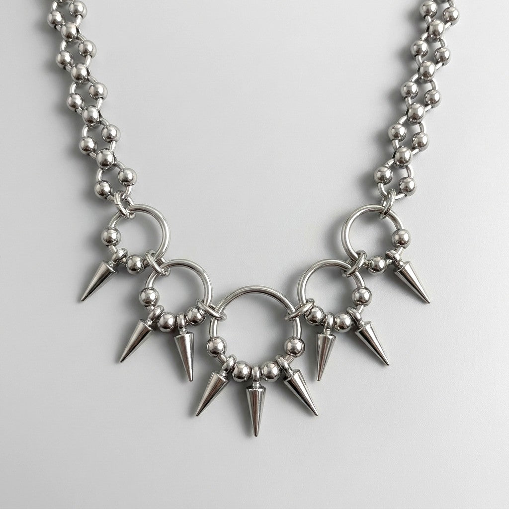 Beaded Ball Spike Necklace