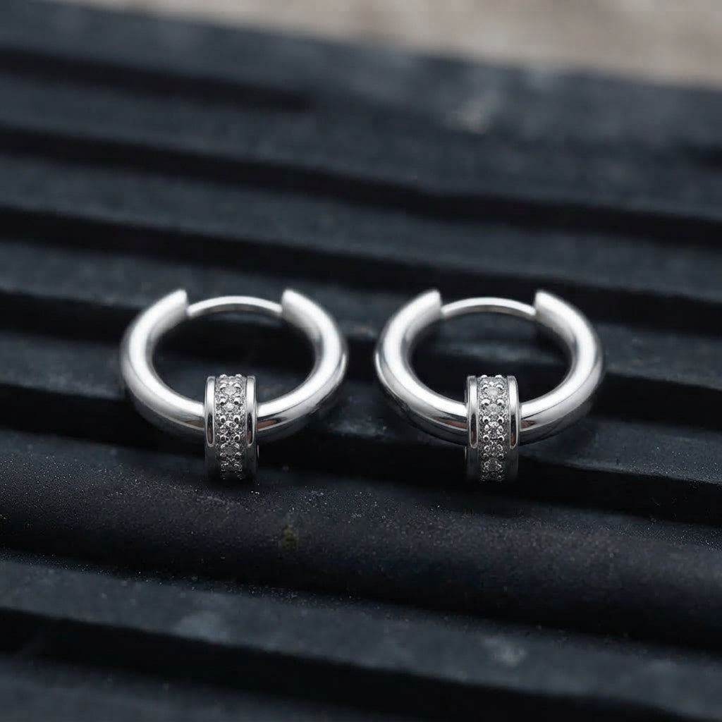 Pave Crystal Hoop Earrings