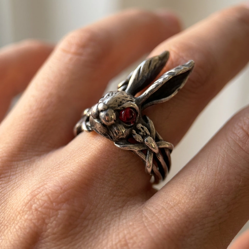Crimson-Eyed Rabbit Ring