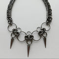 Gunmetal Ring & Triple Spike Chainmail Necklace