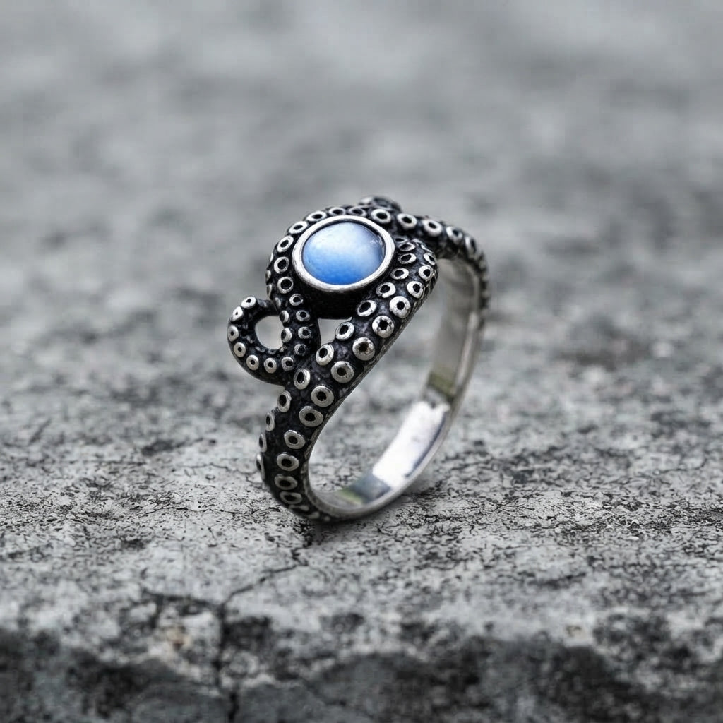 Moonstone Octopus Tentacle Ring