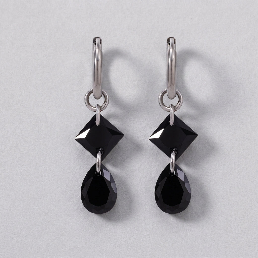 Black Crystal Drop Earrings