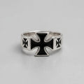 Black Enamel Iron Cross Ring