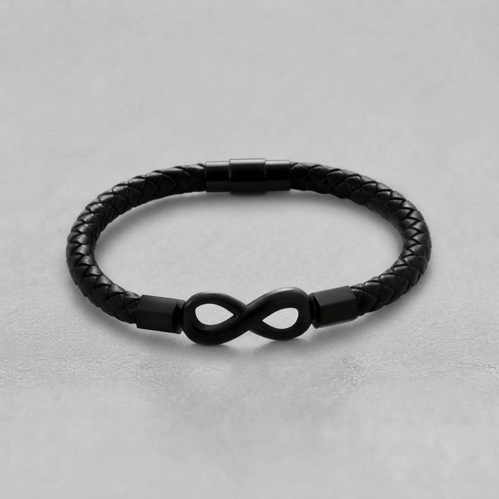 Black Infinity Leather Bracelet