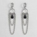 Black Teardrop Chain Drop Earrings