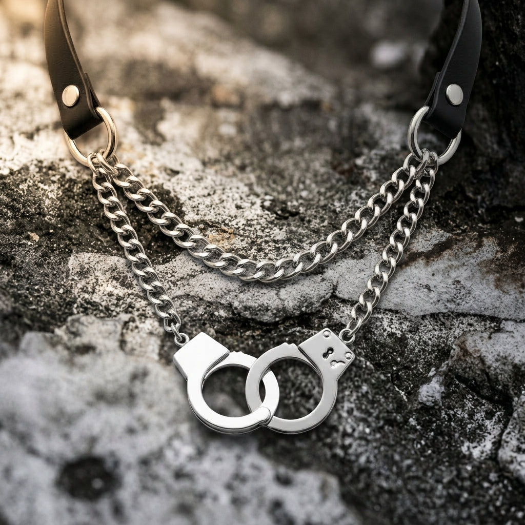 Interlocked Handcuff Layered Chain Choker