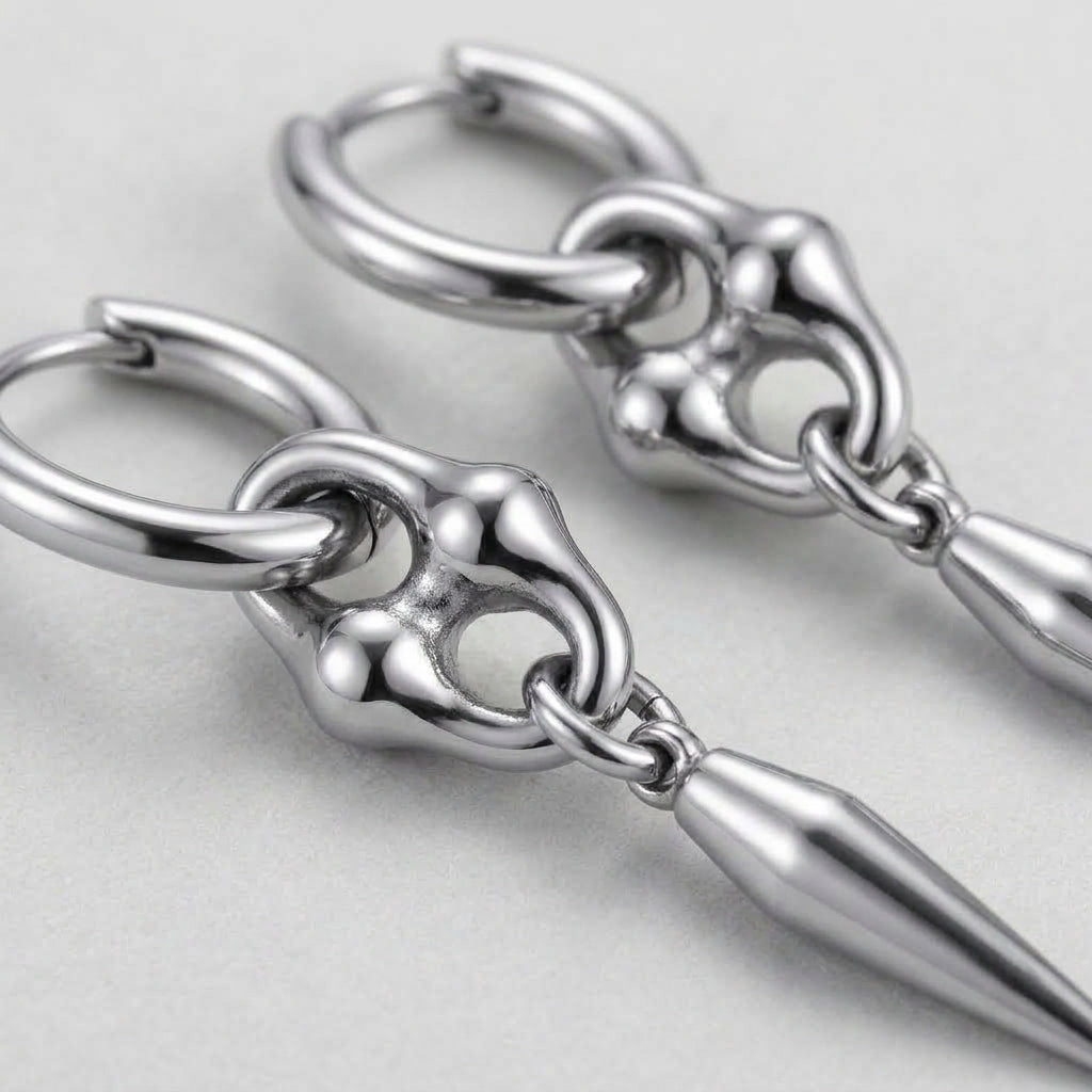 Skull Bead Spike Earrings
