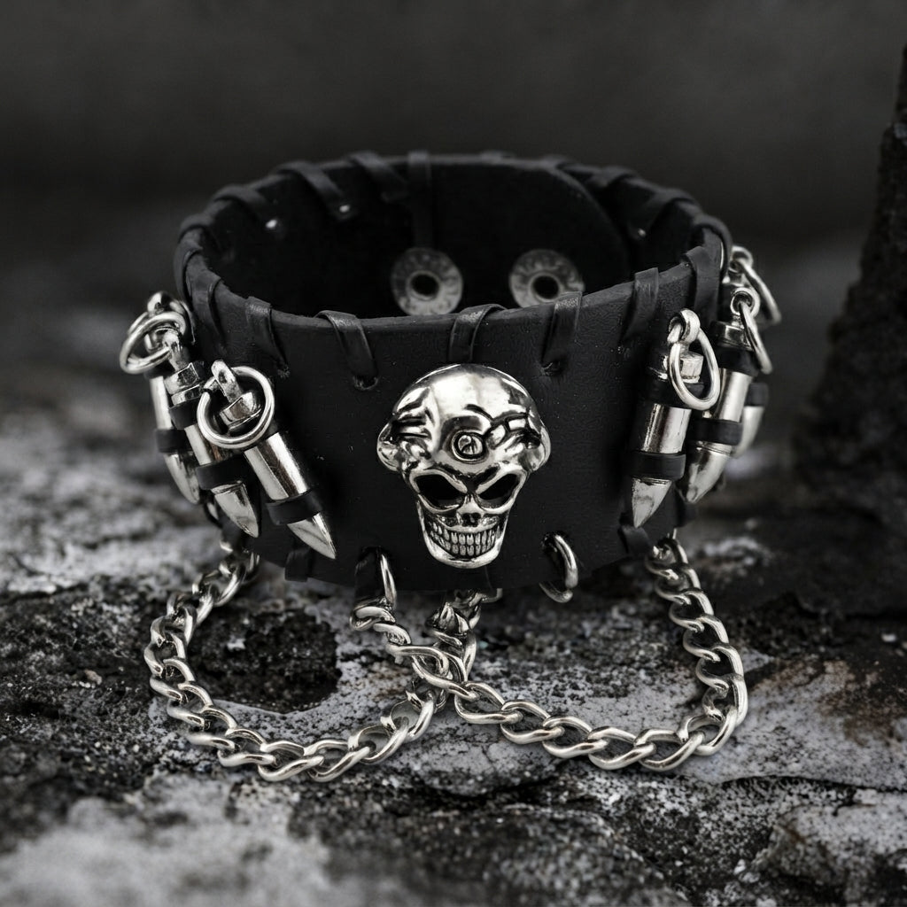 Armband mit Todesschuss-Schädel
