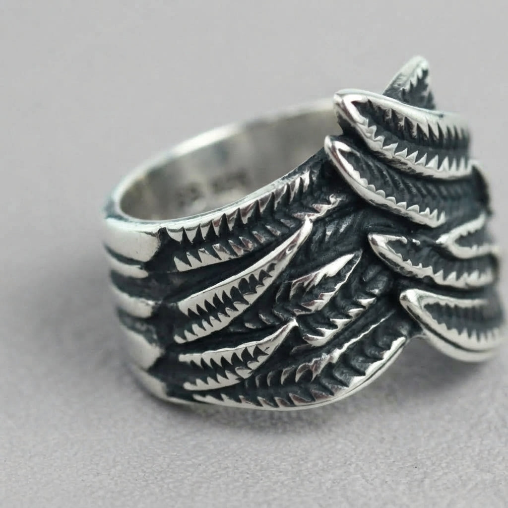 Dark Feather Wrap Statement Ring