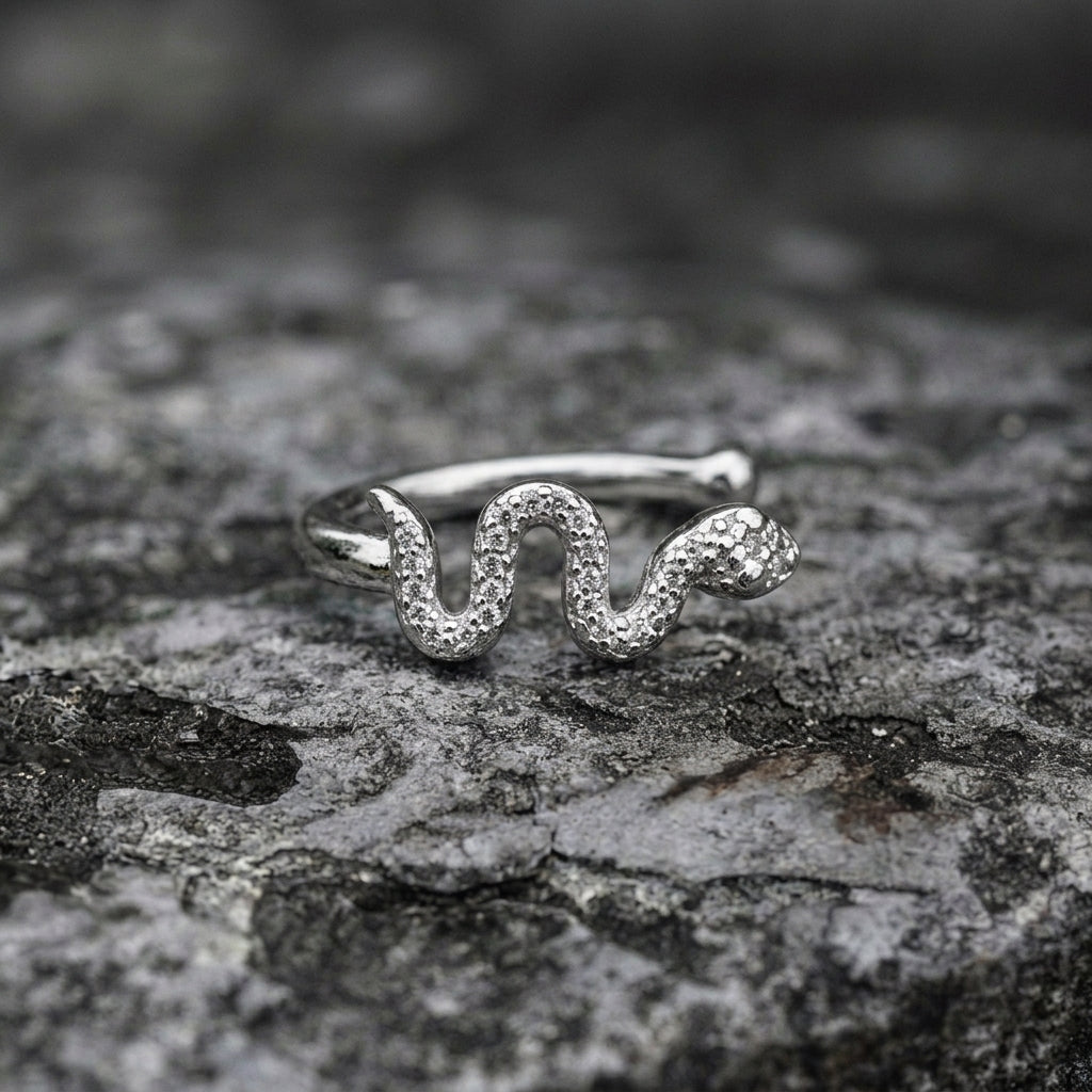Crystal Pave Snake Twist Nose Ring Silver