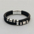 Silver Bead Leather Wrap Bracelet