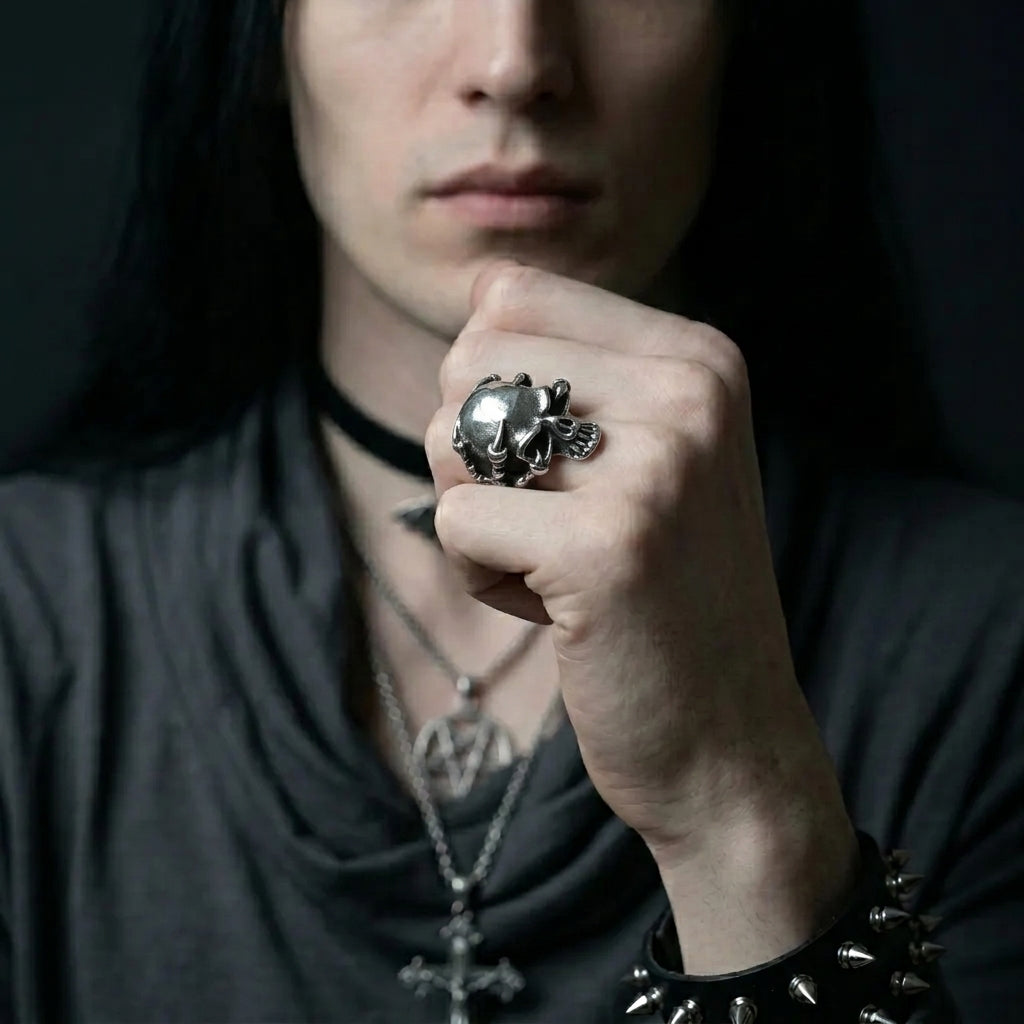 Skull Ring with Clawed Talon Accents