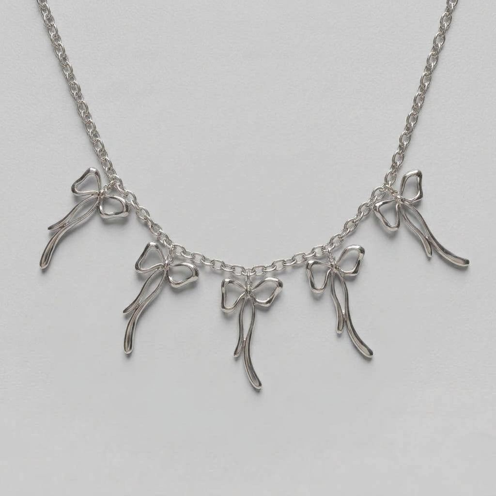 Five Bow Charm Chain Necklace