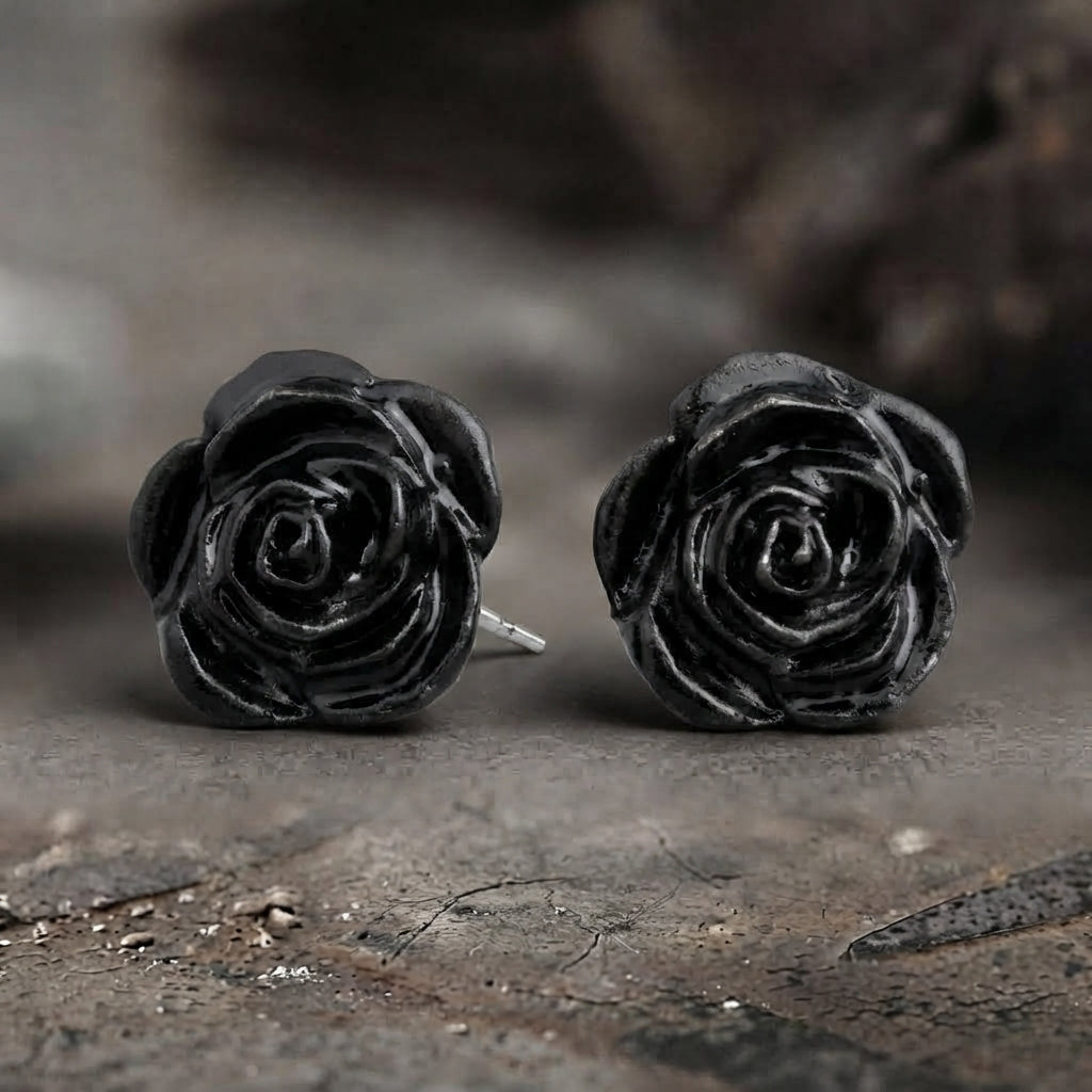Eternal Black Rose Earrings