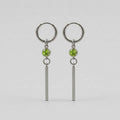 Lime Green Crystal Long Bar Drop Hoop Earrings