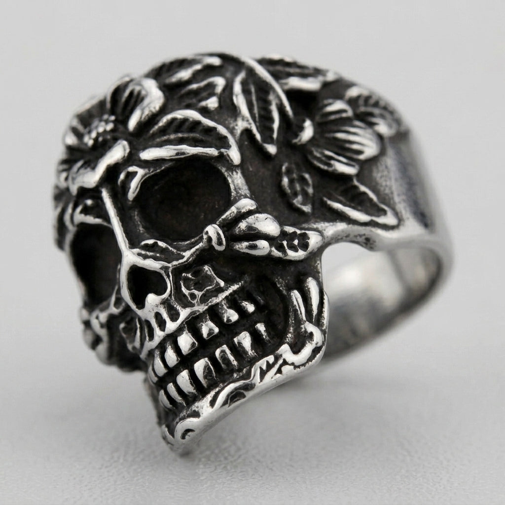 Blooming Skull Signet Ring