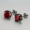 Gothic Red Crystal Round Stud Earrings
