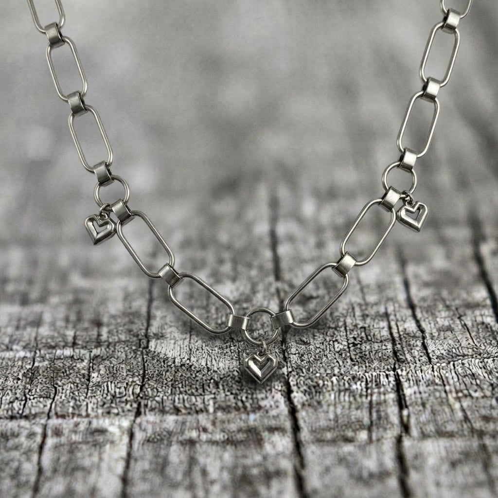 Heart Charm Paperclip Necklace