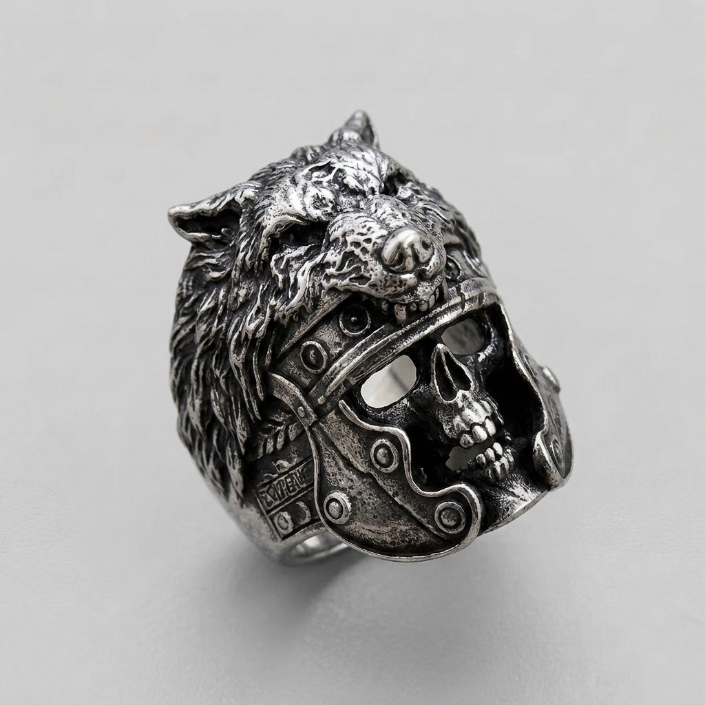 Wolf Helm Skull Gladiator Ring
