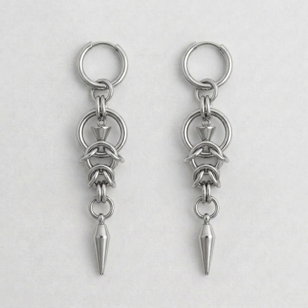 Chainmail Knot Spike Earrings