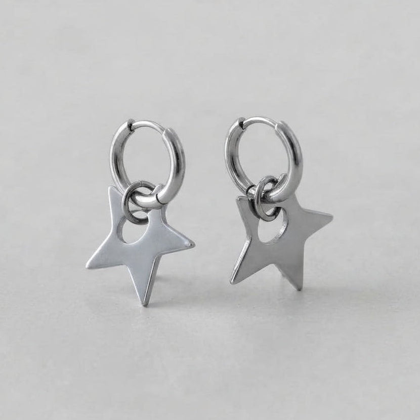 Chunky Mirror Star Huggie Earrings