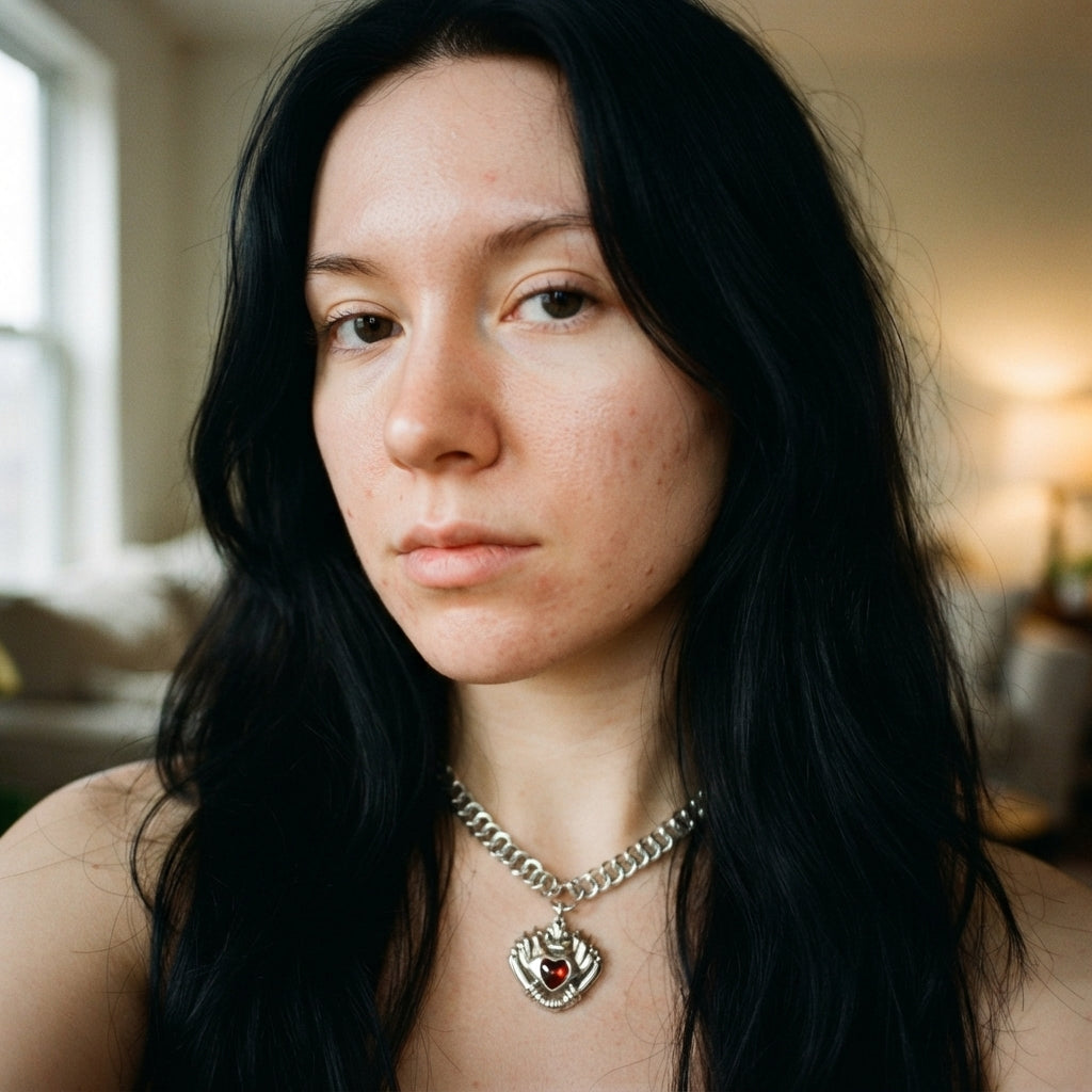Red Crystal Sacred Heart Chainmaille Necklace
