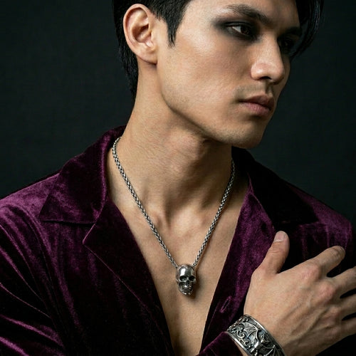 3D Realistic Skull Slider Pendant Necklace