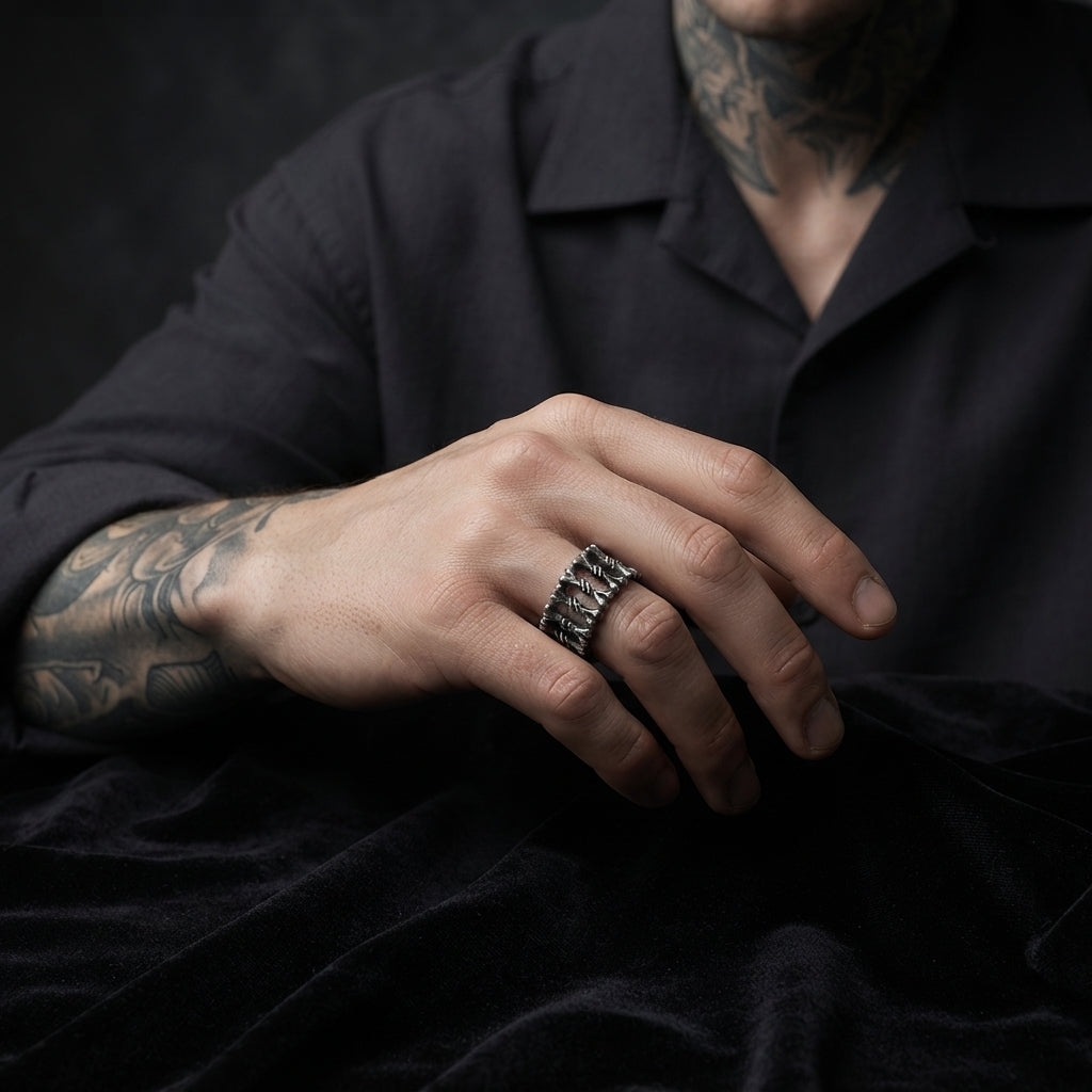 Crossed Bone Lace Wide Band