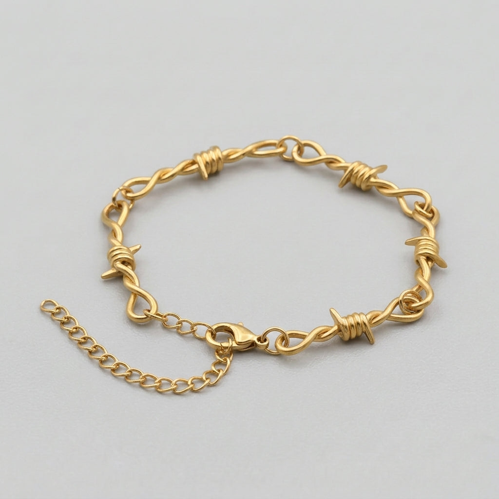 Gold Barbed Wire Chain Bracelet