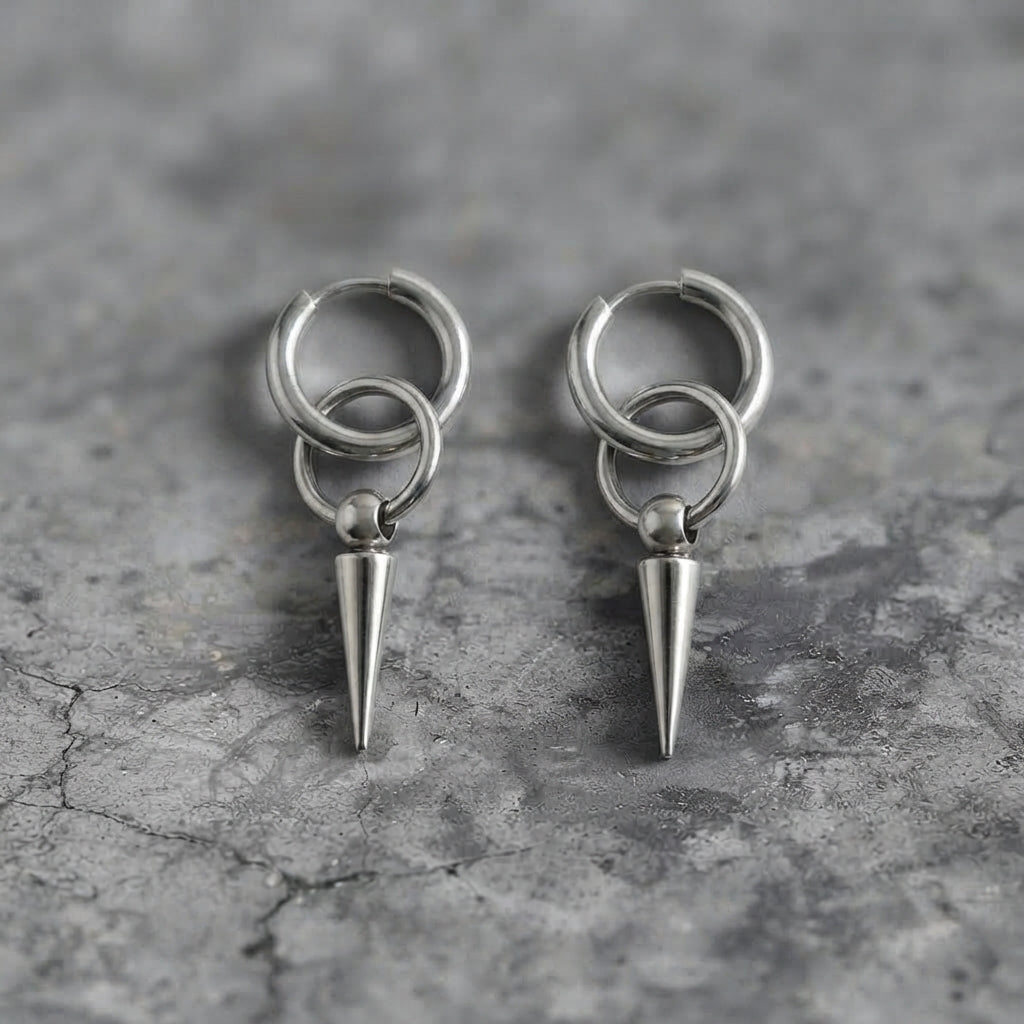Interlocking Ring Spike Earrings