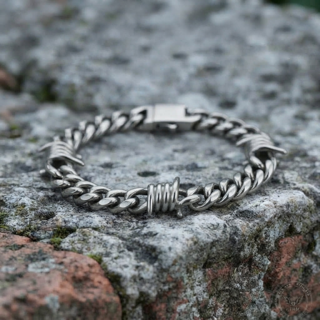 Barbed Wire Cuban Link Chain Bracelet