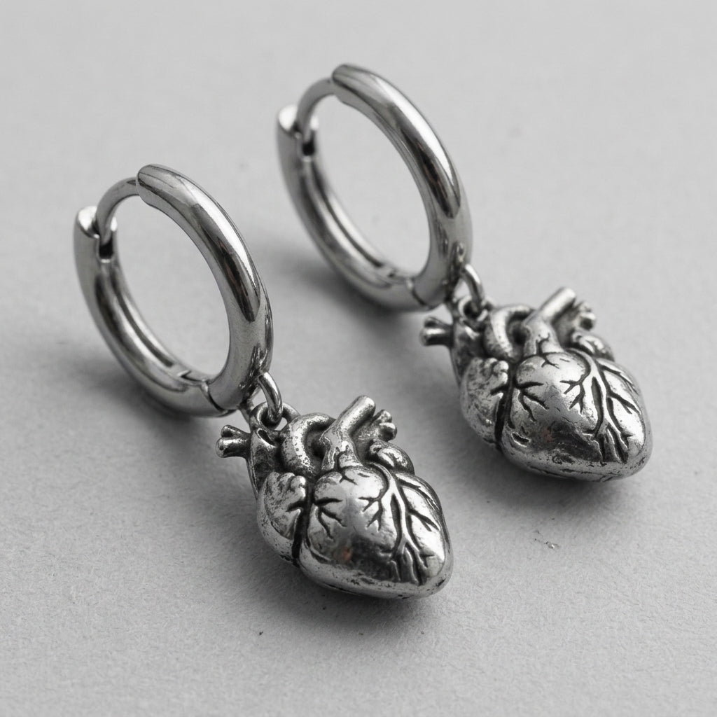 Heart Charm Hoop Earrings
