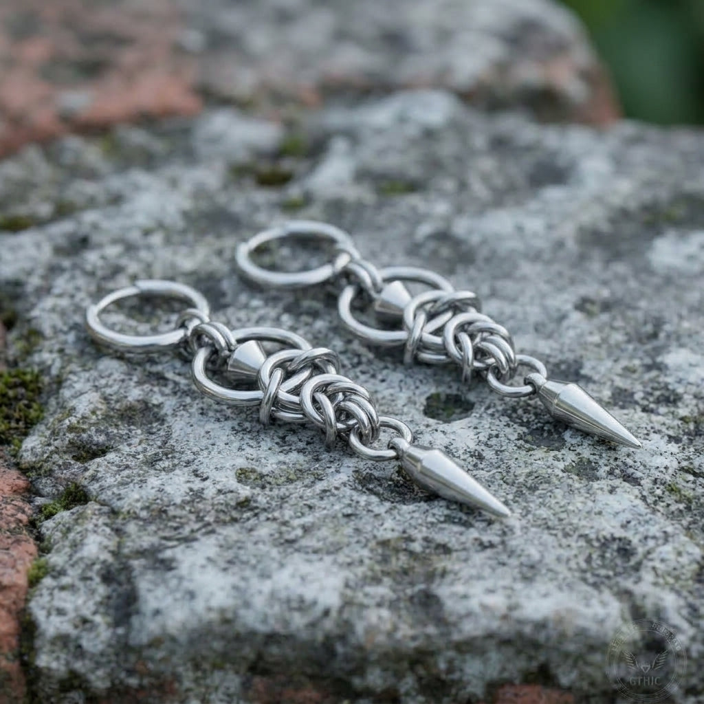 Chainmail Knot Spike Earrings