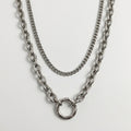 Double Chain Ring Clasp Necklace