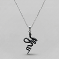 Oxidized Silver Snake Pendant Necklace