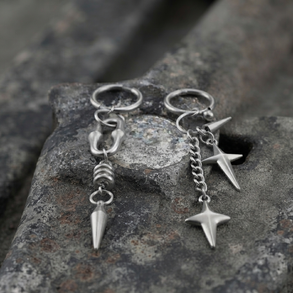 Mismatched Spike & Star Earrings