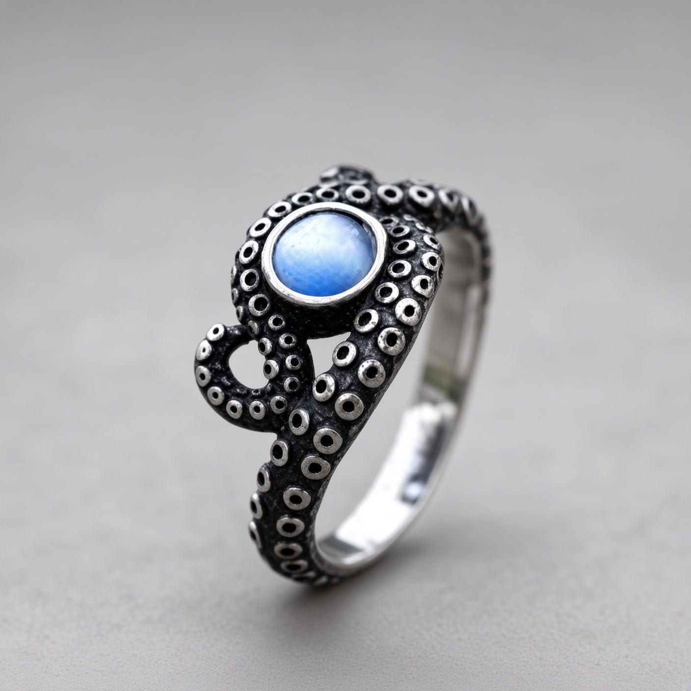 Moonstone Octopus Tentacle Ring