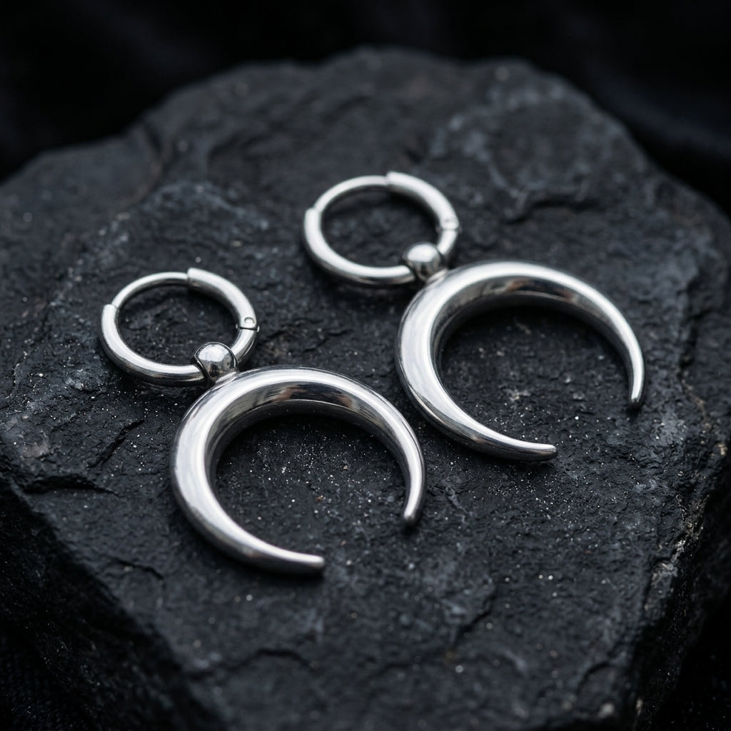 Crescent Horn Huggie Hoop Earrings