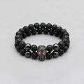 Skull Beaded Bracelet Set Red-Eyed Skull Bracelet Set