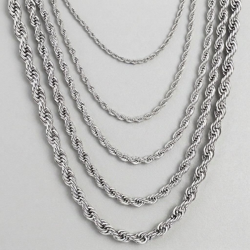 Silver Rope Chains Twisted Rope Chain Necklace – The Goth Society