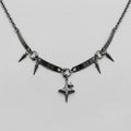 Sparkle Star Spike Bar Link Choker Necklace