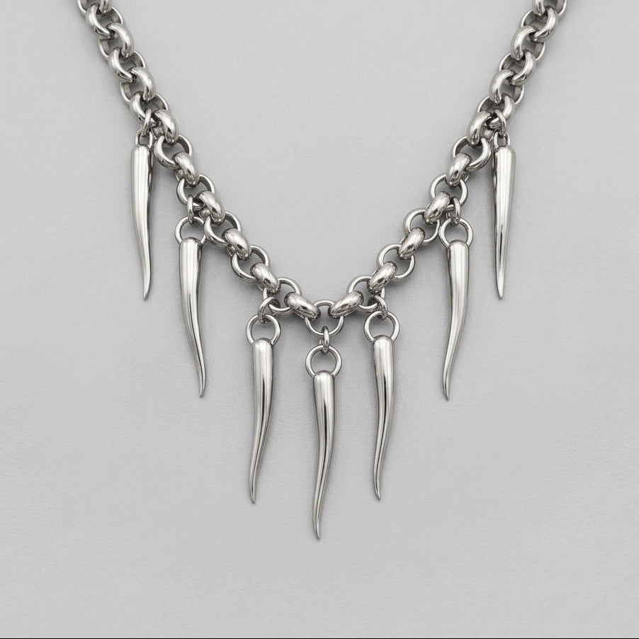 Claw Fringe Rolo Chain Statement Necklace