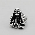 Hooded Grim Reaper Ring with Praying Skeleton Hands