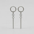 Clear Crystal Long Bar Drop Hoop Earrings