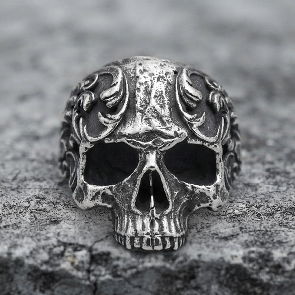 Baroque Skull Biker Ring