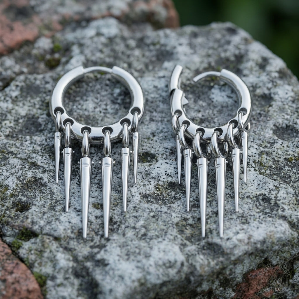 Spike Fringe Hoop Earrings