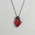 Red Crystal Heart Rose Necklace