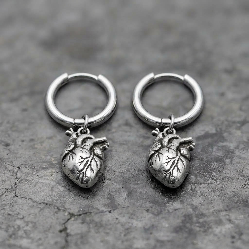 Heart Charm Hoop Earrings