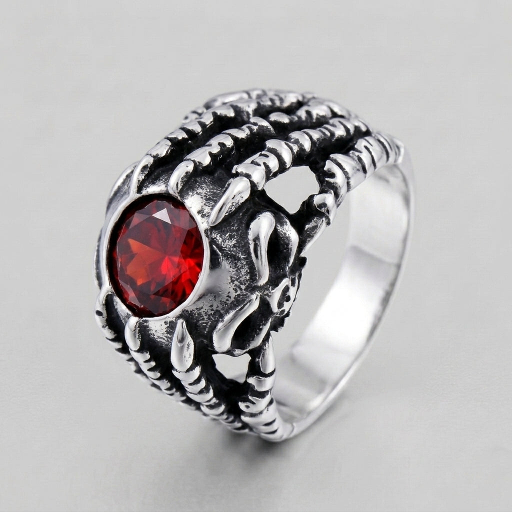 Dragon Claw Ring with Red Gemstone